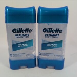 Lot of 2 Gillette Ultimate Protection Clear Antiperspirant Cool Wave Set